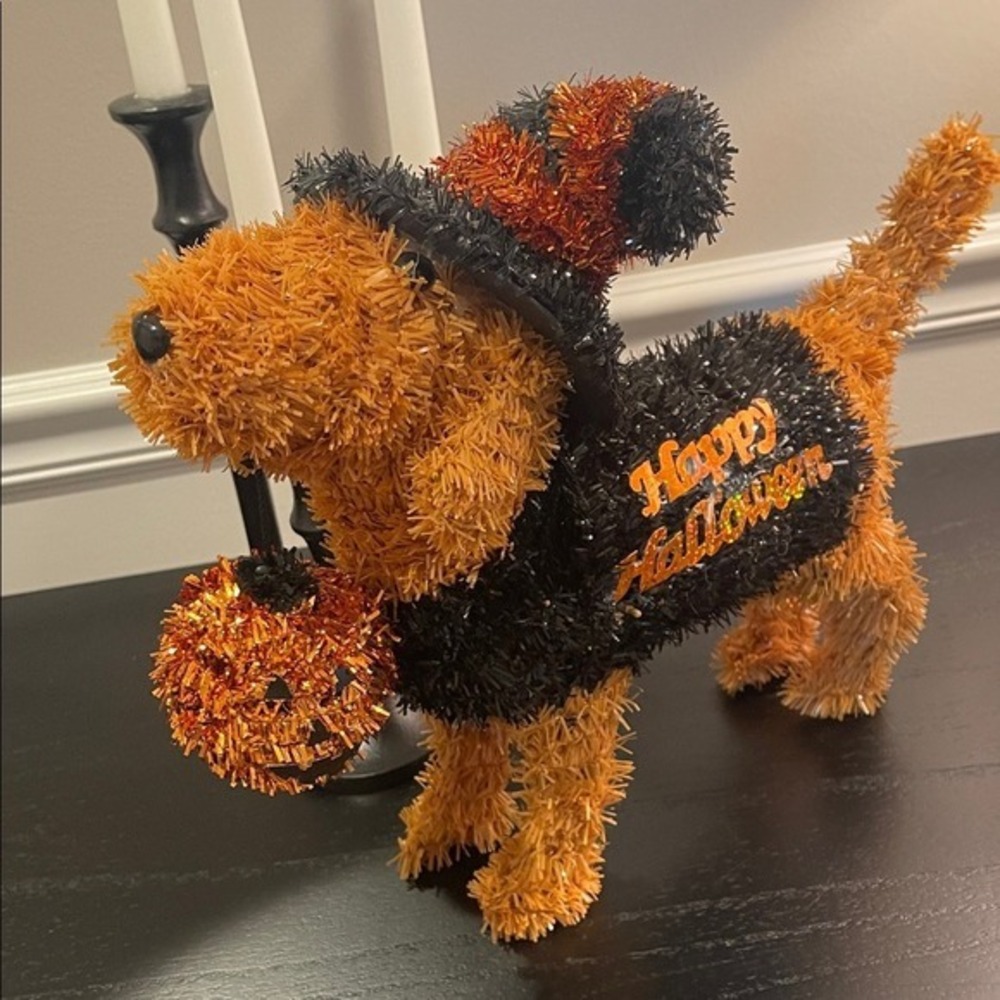 Halloween Dog Figurine Decoration with Hat Pumpkin
